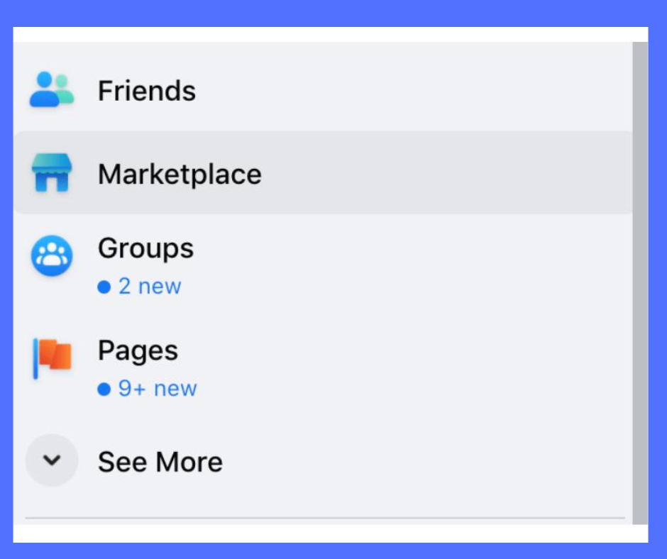 Facebook Marketplace icon in menu 