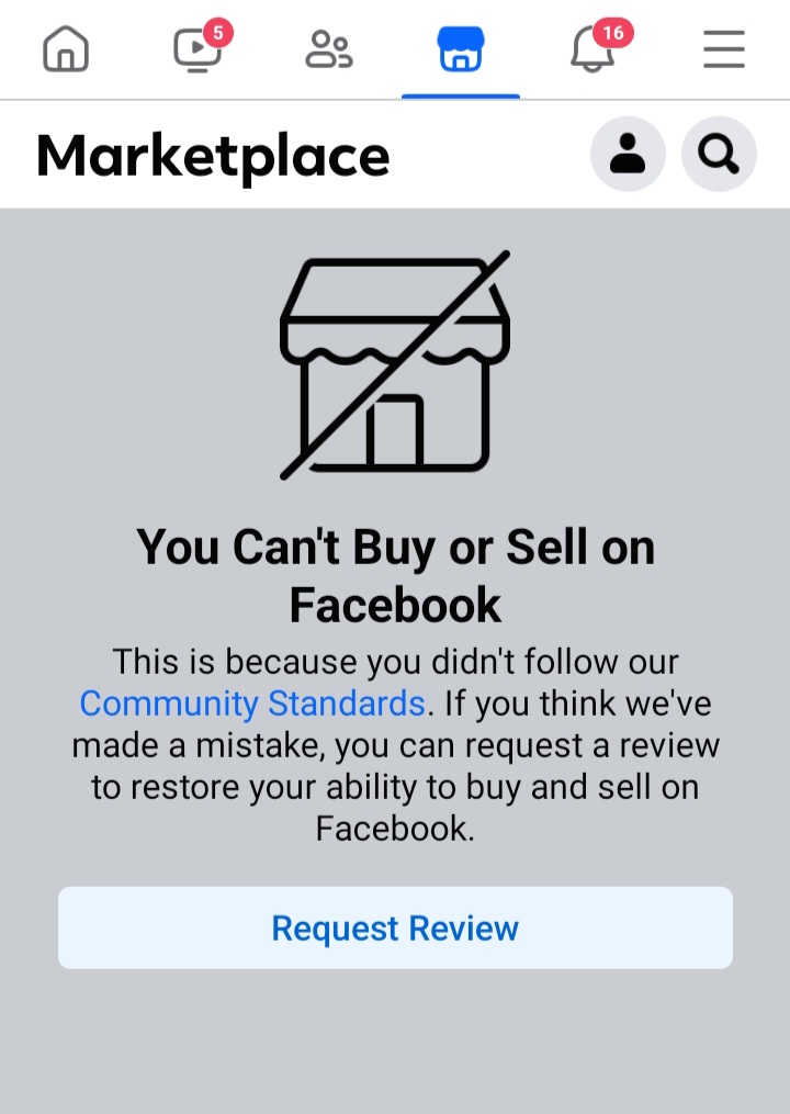 not elligible to sell on facebook marketplace